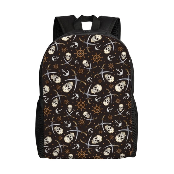 Easygdp Pirate Skulls Mochila Versátil y Elegante: Comodidad, Almacenaje y Durabilidad para la Universidad, Trabajo, Viajes y Uso Diario