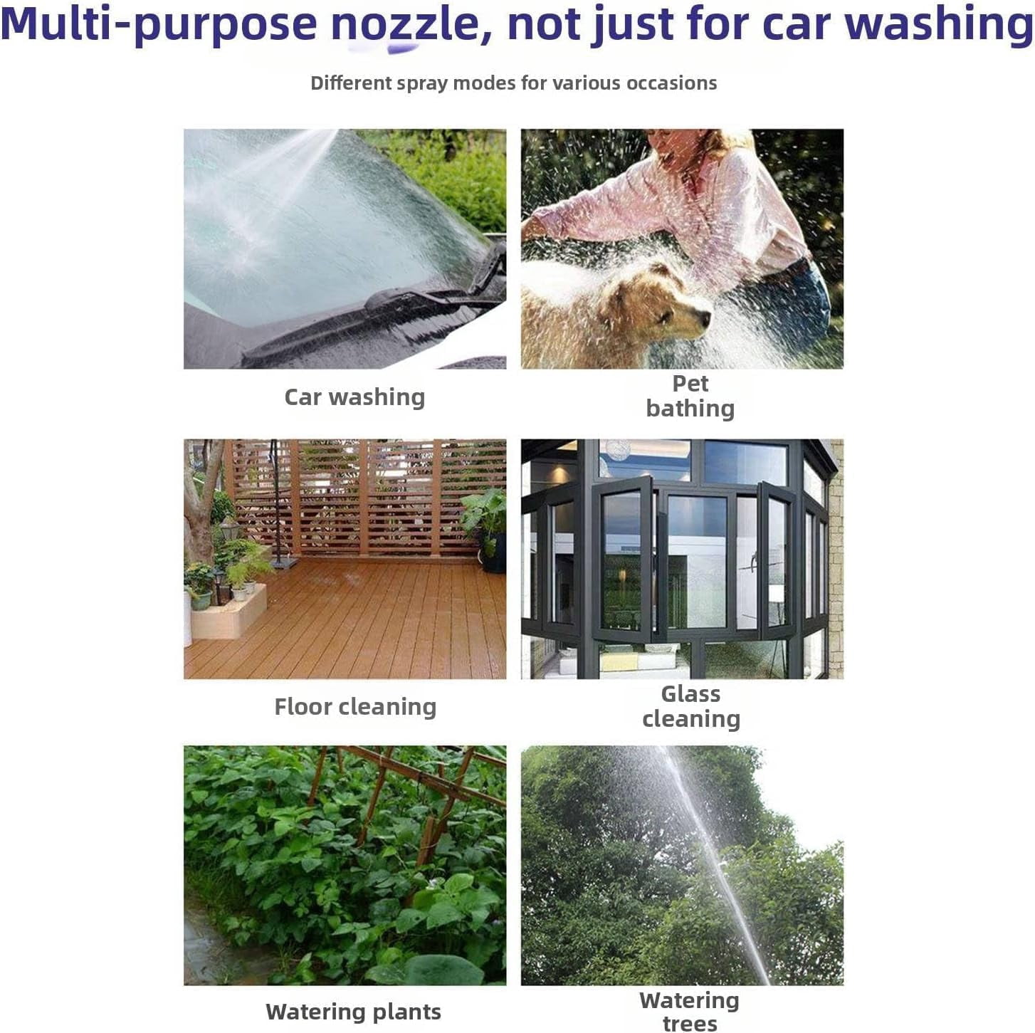 Handheld Pressure Washer with 360 Degree Rotating Nozzle, Stainless Steel Universal Hose Power Washer with 3 Spray Modes, 1-Set
