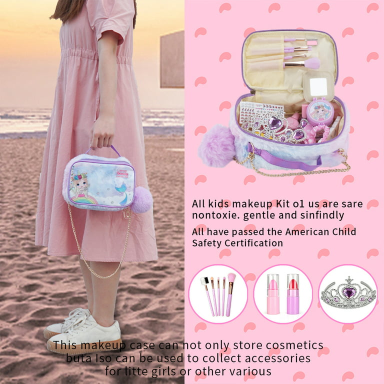 Amerrly Kids Makeup Kit for Girls - 27pcs Washable Toddler Makeup Kit, Real Little Girls Makeup Kit , Play Makeup for Little Girls Children, Princess