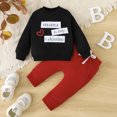 thumbnail image 3 of Generic Kids Valentine Outfits Baby Girls Boys Print Letter Autumn Valentine's Day Long Sleeve Crew Neck Tops Sweatshirt Pants Pullover Set Clothes(18-24 Months,Red), 3 of 3