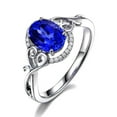thumbnail image 1 of 1.50 Carat oval cut Sapphire and Diamond Antique Engagement Ring in 14k White Gold Sapphire and diamond engagement ring, 1 of 3