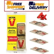 VICTOR   M156 Indoor Metal Pedal Mouse Traps Reusable Wood 4 Pack