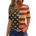 thumbnail image 2 of Odbmxy Plus Size Tshirts Women V-Neck Independence Day Elbow-Length Womens Tops Summer Leisure Holiday Stars Regular Fancy Tops, 2 of 5