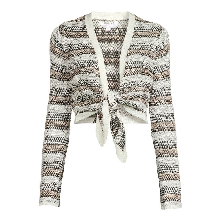 No Boundaries Juniors' Tie Front Cardigan Sweater