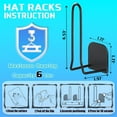 thumbnail image 6 of NOGIS 4-Pack Hat Rack for Wall Hat Organizer, Metal Hat Racks for Baseball Caps, Adhesive Hat Hangers for Wall, Sticky Hat Storage for Baseball Caps, No Drilling Hat Hooks for Closet（Black）, 6 of 7