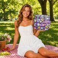 thumbnail image 6 of Insulated Tote Bag | Leak Proof Reusable Lunch Bag | Purple Tropical Pattern Bag for Work Picnic Beach | Great Holiday Gift, 6 of 6