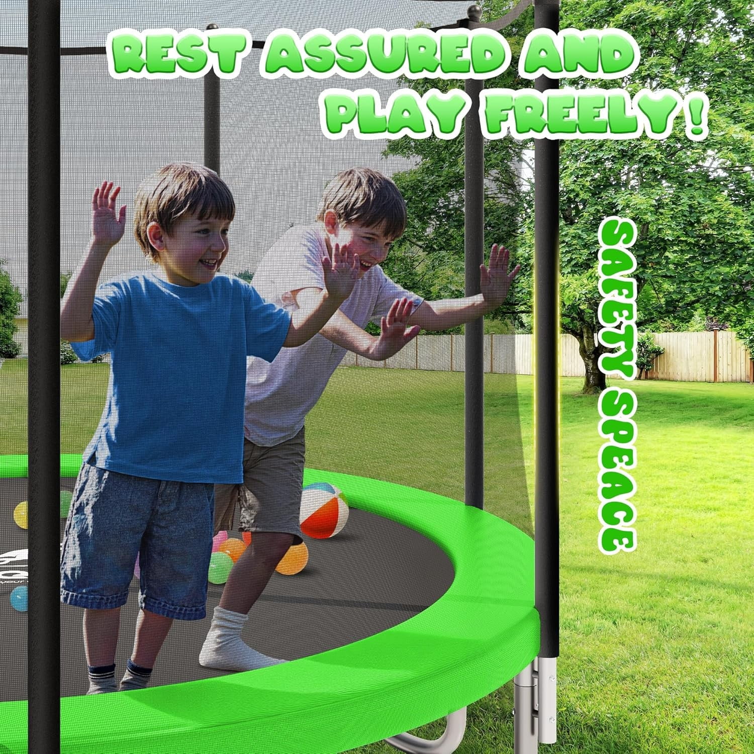 Outdoor Trampolines 8ft 10ft 12ft 14ft 15ft,Exercise Trampolines with Enclosure Net and Ladder,Recreational Anti-Rust Trampolines for Kids and Adults