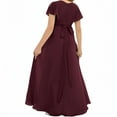 thumbnail image 2 of Chiffon Junior Bridesmaid Dress for Girls V-Neck Flower Girl Dress Formal Dresses -Cabernet-2Y, 2 of 9