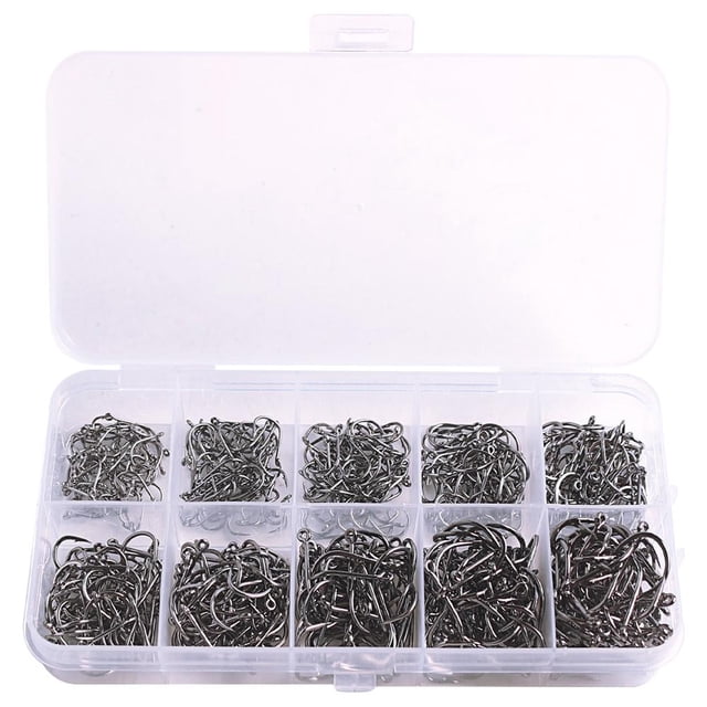 500 PCS FISHING HOOKS MIX SIZE HOOK COARSE CARP TACKLE RIVER STEEL SET BAIT O6A4