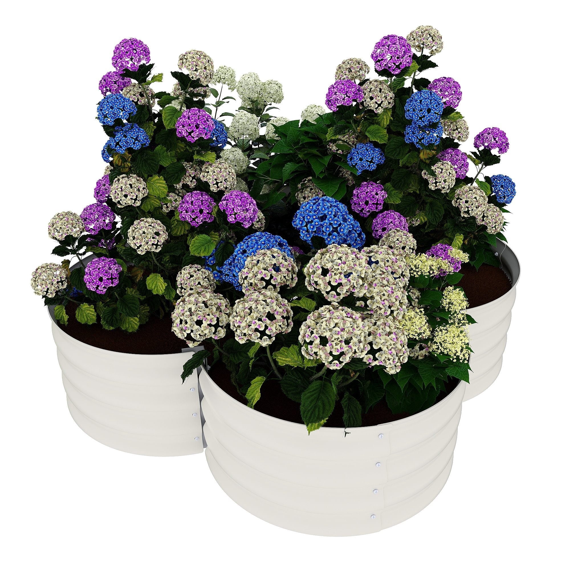 WildBreak Outdoor Raised Garden Bed Kits, Petal Shape, Metal Planter Box 47.6 x 47.6 x 11.8", Off-White