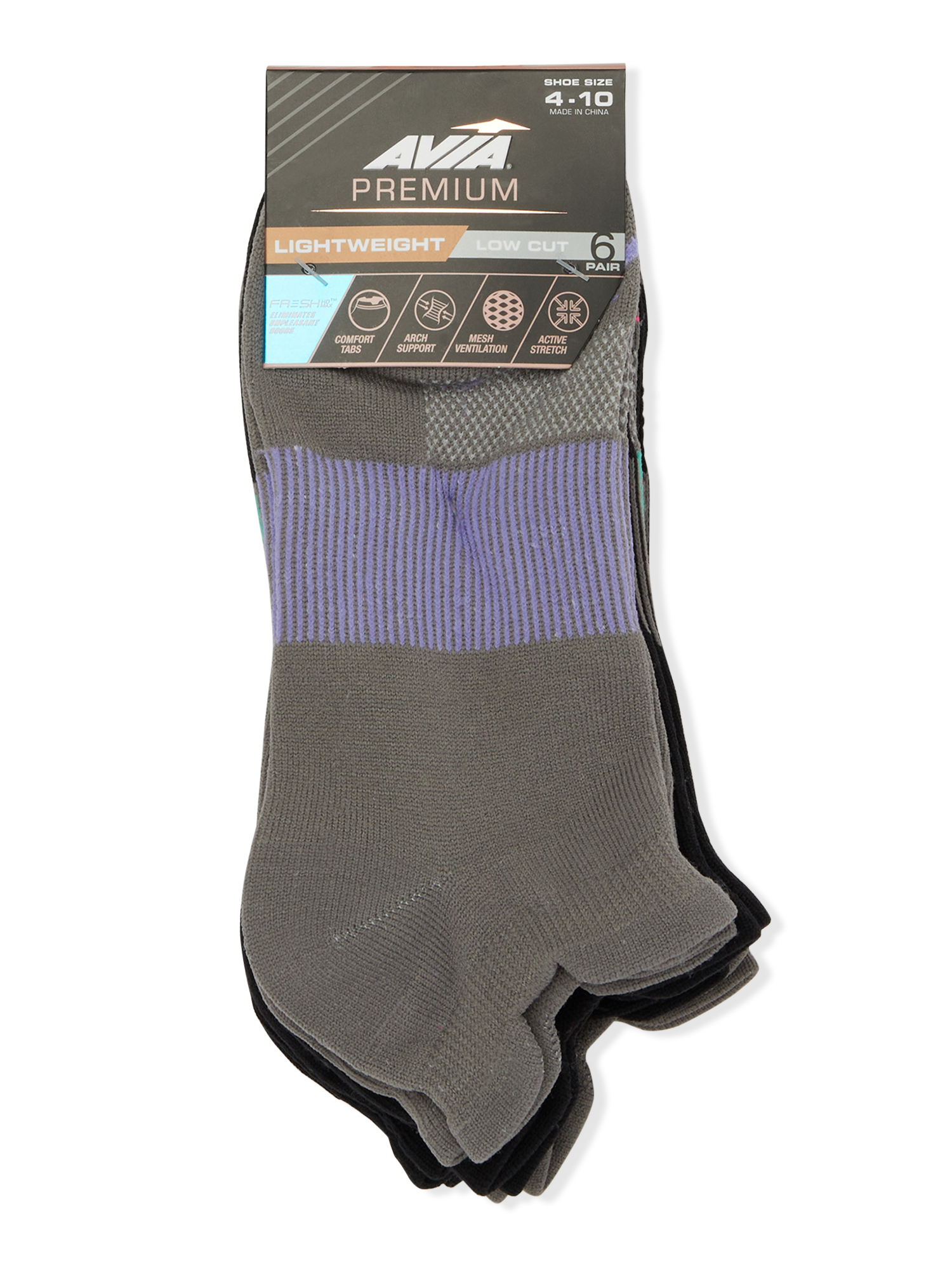 Avia Women’s Pro Tech Lightweight Low Cut Socks, 6-Pack