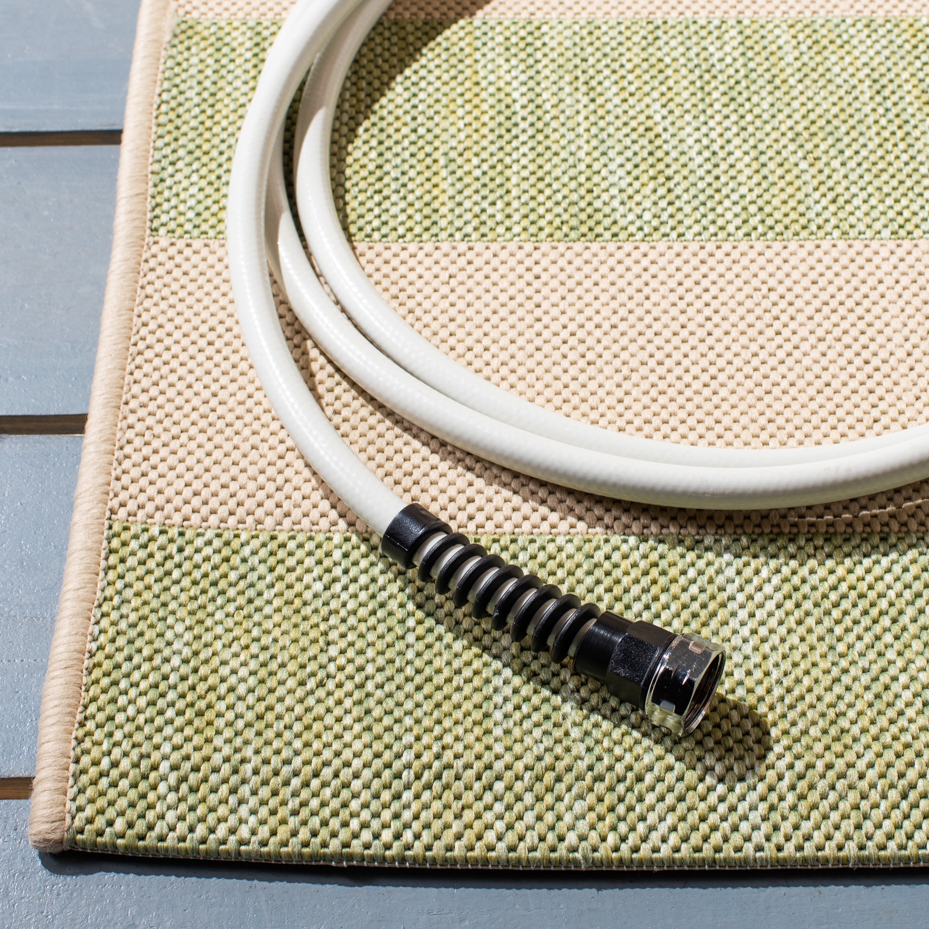Safavieh Courtyard Ermintrude Striped Indoor/Outdoor Area Rug, Beige/Sage Green, 5'3" x 7'7"