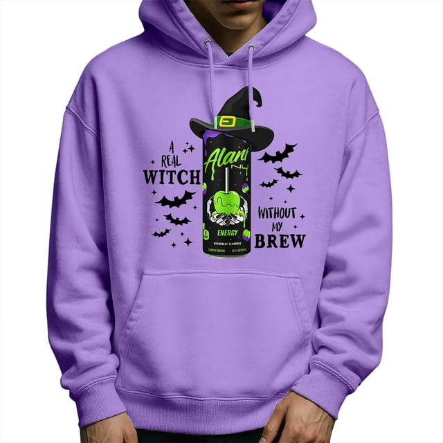 LUOGENLI Chandails à Capuche et Chandails Mode pour Hommes Blanc Chandail à Capuche Graphique d'Halloween Chandail Molletonné à Enfiler Manches Longues Veste Décontractée avec Imprimé pour l'Automne et l'Hiver Tenue Confortable Violet Taille P