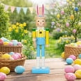 thumbnail image 5 of Cute Traditional Rabbit Wooden Nutcracker 10 Inch Easter Wood Decorative Bunny Figurine Ornament for Spring Home Decor Collectible Gifts (Blue), 5 of 9