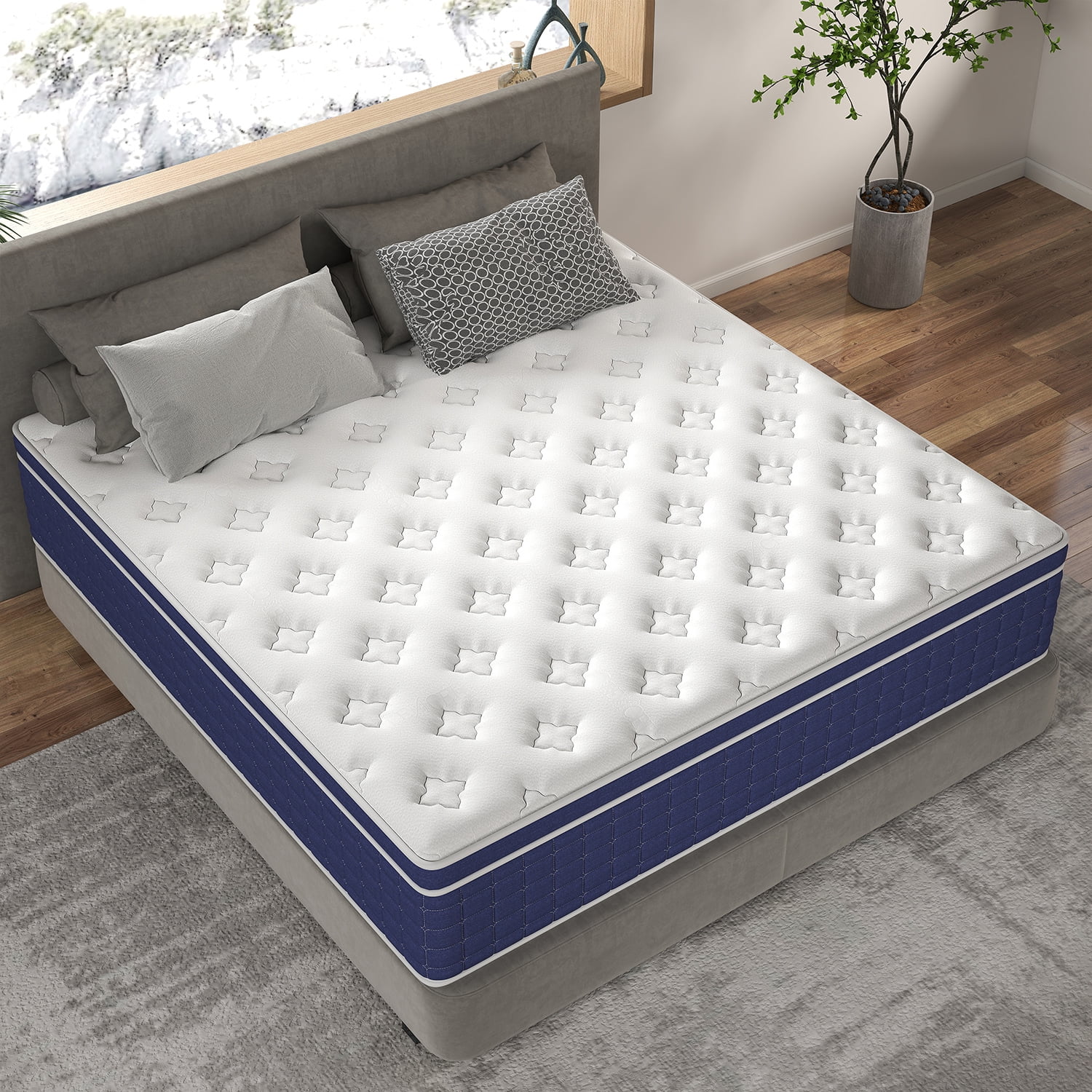 AICEHOME 14 inch Hybrid Mattress, Medium Firm, Gel Memory