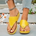 thumbnail image 2 of Rokment Women's Orthopedic Wedges Flip Flops Dress Sandals 2026 Summer Fashion Casual Comfortable Leather Platform Arch Support Walking Thongs Beach Slip on Slides Yellow Size 8, 2 of 7