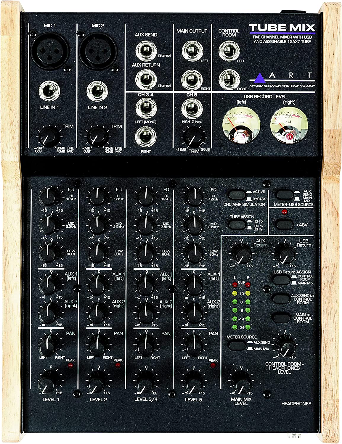 ART TubeMix 5-Channel Mixer w/ USB & Assignable 12AX7 Tube Mix