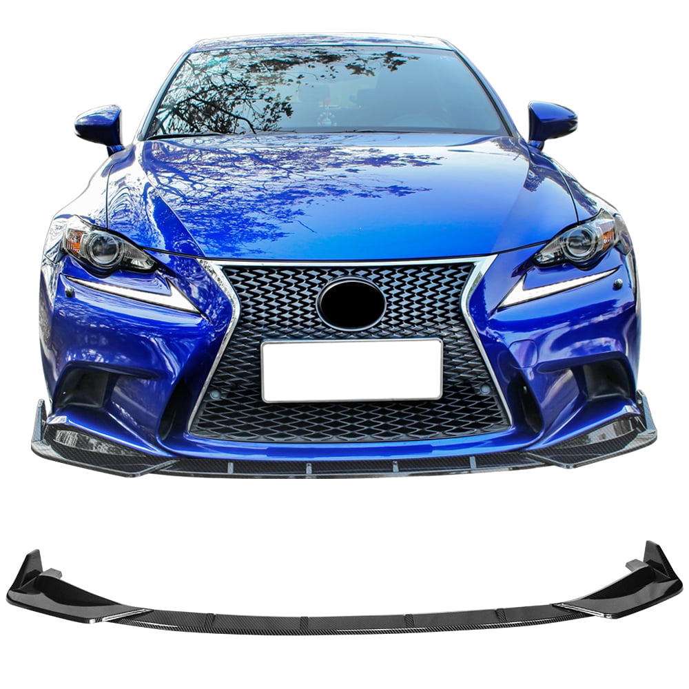 Ikon Motorsports Front Bumper Lip Compatible with 14-16 Lexus IS F Sport Sedan, IKON Style Carbon Fiber Print 3PCS