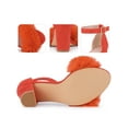 thumbnail image 2 of BLISSFUL STEP Ankle Strap Faux Fur Chunky Heel Sandals for Women Orange 7, 2 of 6