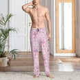 thumbnail image 2 of Picia pink bows Pattern Mens Soft Woven Cotton Elastic Waistband Sleep Pajama Pant Lounge Sleep Pant With Pockets And Drawstring-Small, 2 of 6
