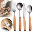 thumbnail image 4 of Stainless Steel Flatware Set with Wood Handle,Dinnerware Set with Spoon Fork Knife,Heavy-Duty Family Cutlery Set for Rust Resistant Daily Dining Home Camping Travel,Silver, 4 of 4