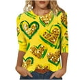 thumbnail image 2 of Craaazy Women's 3/4 Sleeve Valentines Printed Round-neck Tops Gifts, 2 of 6
