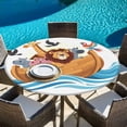 thumbnail image 5 of Animals Nautical Round Tablecloth 55-60 Inch Round Fitted Table Cloth with Elastic Edge, Cartoon Cute Zoo Boat Aboard Waterproof Table Cover Protector for Outdoor Picnic Party Dining, 5 of 6
