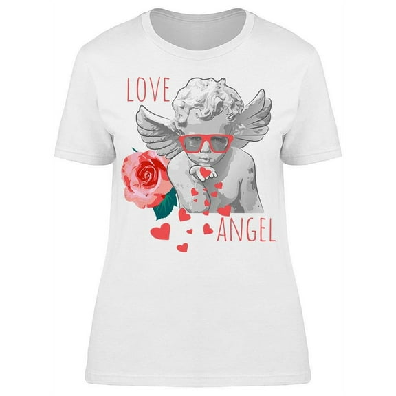 Love Angel Drawing Rose  T-Shirt Women -Image by Shutterstock, Female Small