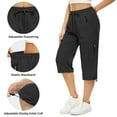 thumbnail image 5 of FEN AI Womens Black Cargo Capris Pants with 5 Zipper Pockets Lightweight Quick Dry Travel Hiking Casual Summer Long Shorts for Ladies, 5 of 9