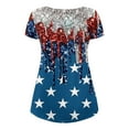 thumbnail image 4 of lcziwo Patriotic Shirts for Women V Neck Short Sleeve Button Up Tops 4th of July Graphic Print T Shirt Casual Trendy Summer 2025 Tunic Tees Dark Blue,L, 4 of 5