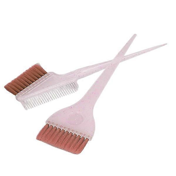 2pcs Soft Nylon Hair Dye Brush Applicator Double Sided Hair Coloring Comb with Glitter Handle Pink