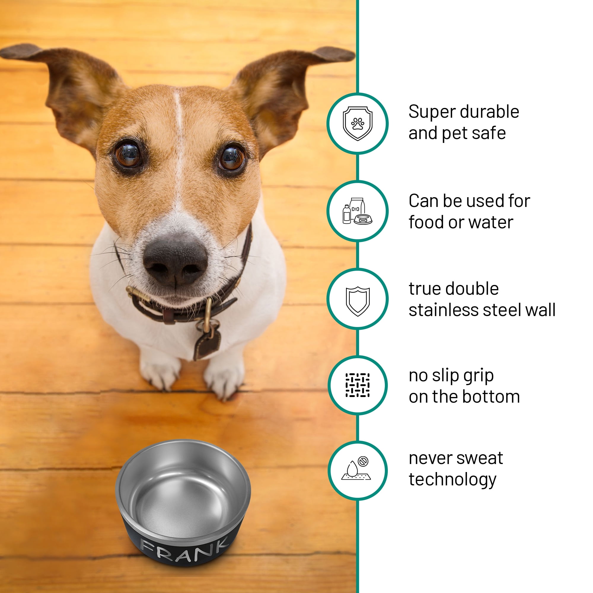 Personalized Large Dog Bowl - Dishwasher Safe - Inside and Outside Engraving - Custom Stainless Steel Non Slip 64 Oz Dog Bowls with Dog's Name, Insulated Dog Dishes, for Food or Water, Double Wall