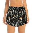 thumbnail image 2 of Balery Dancing Skeleton Party Pattern Women's Running Shorts with Liner 2 Pockets Elastic Workout Athletic Gym Yoga Shorts-Large, 2 of 7