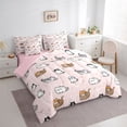thumbnail image 3 of Homewish Cartoon Cats Twin Bedding Sets 7-Piece for Kids Teens,Kawaii Animal Bedding Comforter Set Microfiber,Dreamy Princess Breathable Sheet Sets,Super Cozy Room Decor,Reversible, 3 of 8