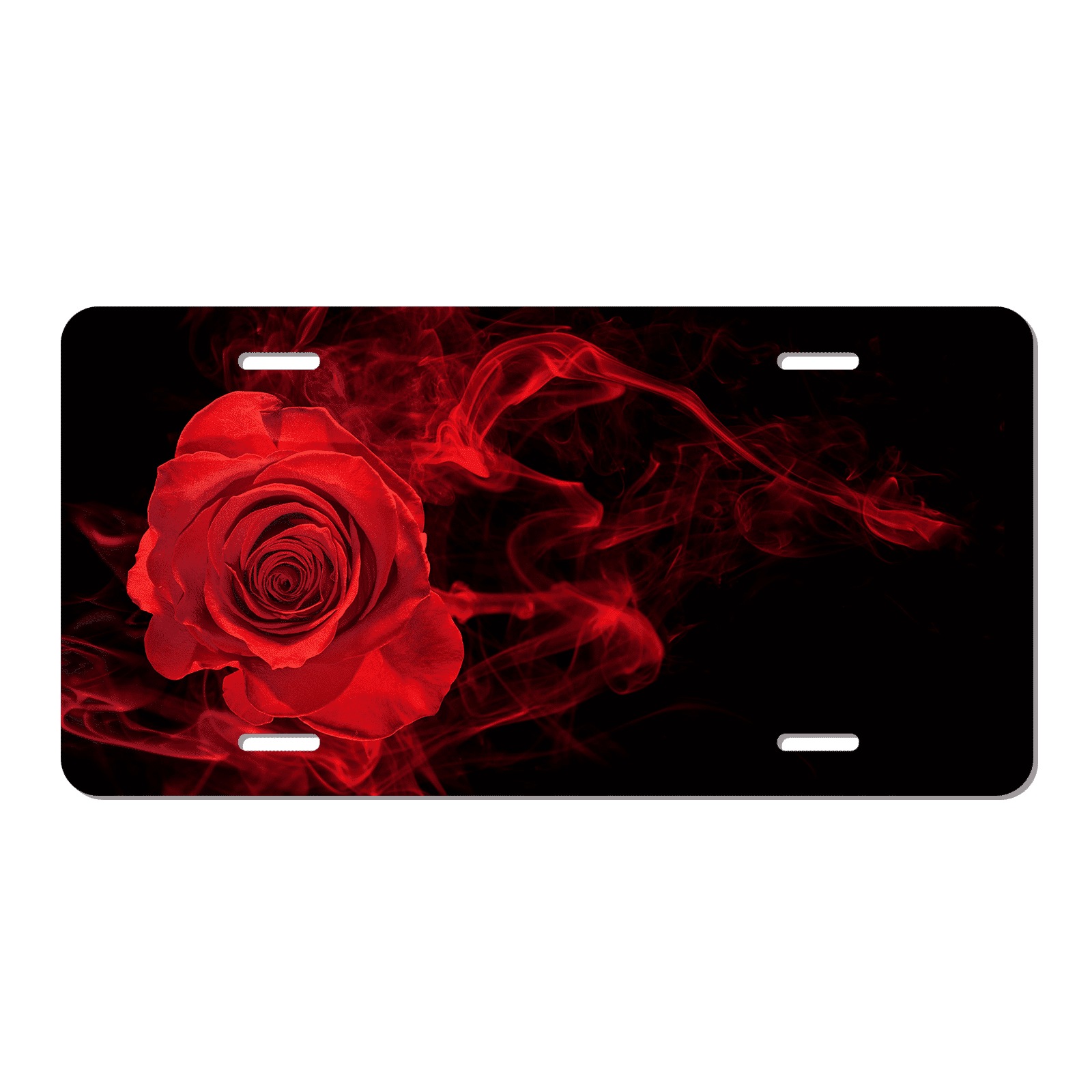 Rose Wrapped in Red Smoke Swirl License Plate Personalized License