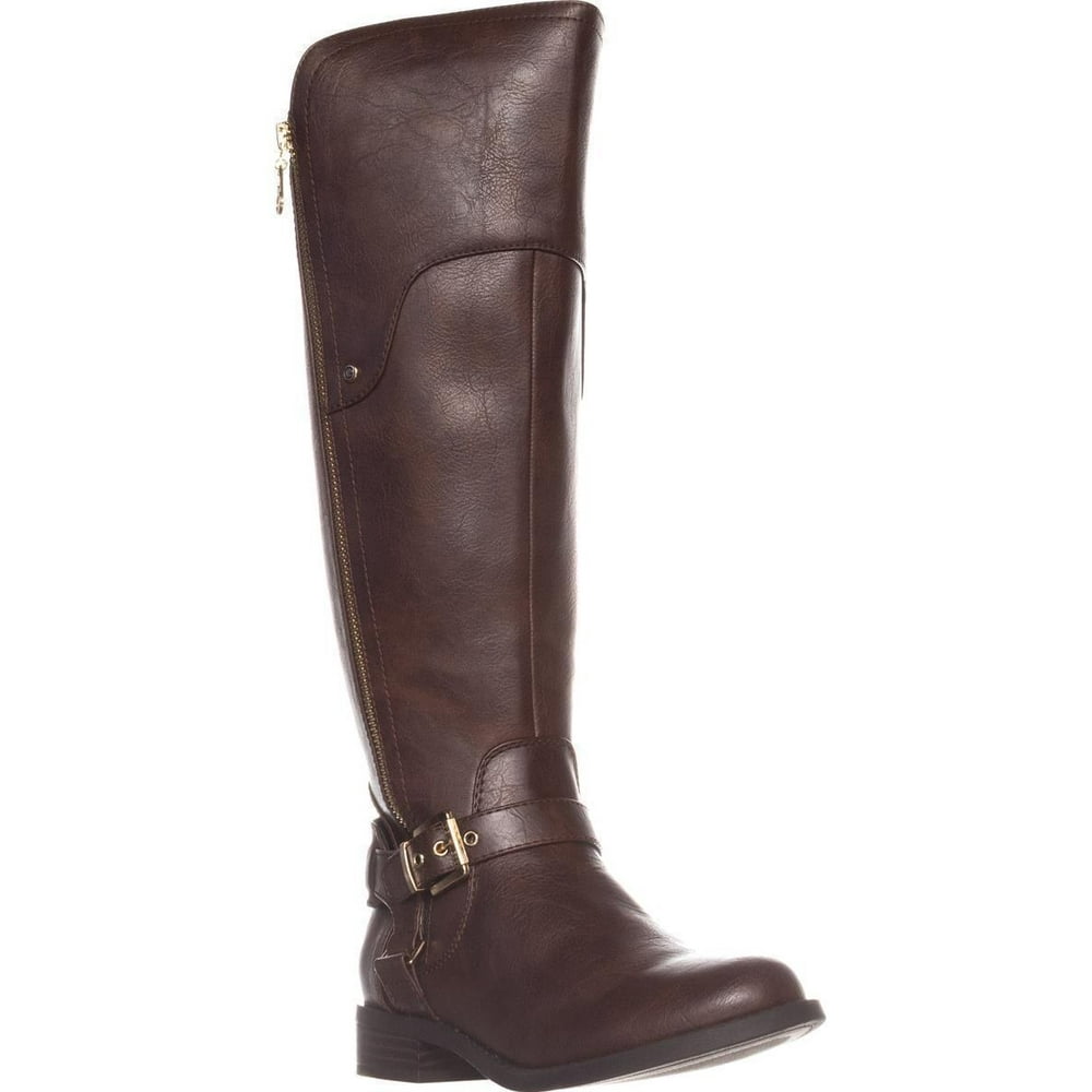 GUESS - Womens G by Guess Harson Wide Calf Flat Knee-High Boots, Dark Brown - Walmart.com