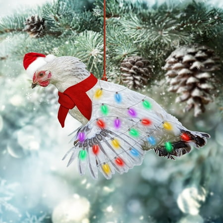 

〖CFXNMZGR〗Holiday Decor Christmas Chicken Acrylic Decorations 2022 Christmas Tree Decorations With Christmas Scarf Chicken Christmas Decorations Pendant