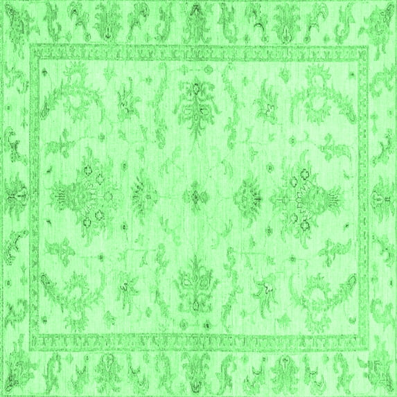 Ahgly Company Indoor Square Oriental Emerald Green Traditional Area Rugs, 3' Square