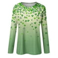 thumbnail image 4 of WREESH Women's 2025 St. Patrick's Day Long Sleeve Pullover Tops Irish Shamrock Graphic Tees for Casual and Festive, 4 of 5