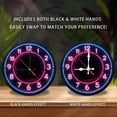 thumbnail image 2 of Neon Clock Wall Decor Pink Blue Light 10-Inch Silent Wooden Wall Clock, Battery Operated (AA Batteries Not Included), Artistic Home Decor, 2 of 7