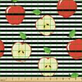 thumbnail image 2 of Ambesonne Summer Fabric by the Yard Upholstery, Apples Horizontal Lines Art, 10 Yards, Scarlet Charcoal Grey, 2 of 5