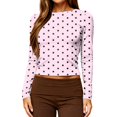 thumbnail image 5 of Garbnen Long Sleeve Shirt for Women Polka Dot Slim Fit Crewneck Shirts for Women Basic Fall Winter Casual Y2k Womens Pullover Tops L, 5 of 5