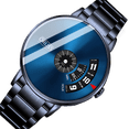 thumbnail image 1 of ORUSS Reloj de Cuarzo para Hombre con Plato Giratorio Único, Correa de Acero Inoxidable Negra, 30 M a Prueba de Agua, Reloj de Pulsera de Moda para Hombre, 1 of 2