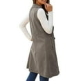 thumbnail image 5 of Ofreoo Women's Fashion Plus Size Sleeveless Lapel Button Blazer Casual Long Trench Coat with Pockets on Clearance, 5 of 8