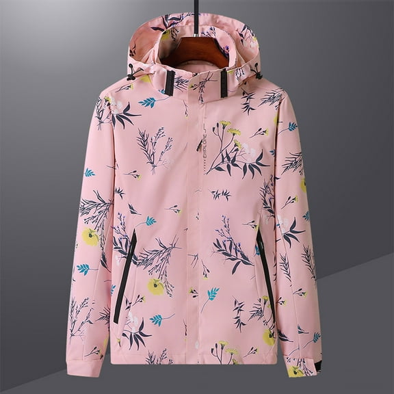 jsaierl Rain Coat Women Waterproof Hooded Active Outdoor Mountaineering Windbreaker Fall Lightweight Jacket Full Zip Pocketed Trench Coat