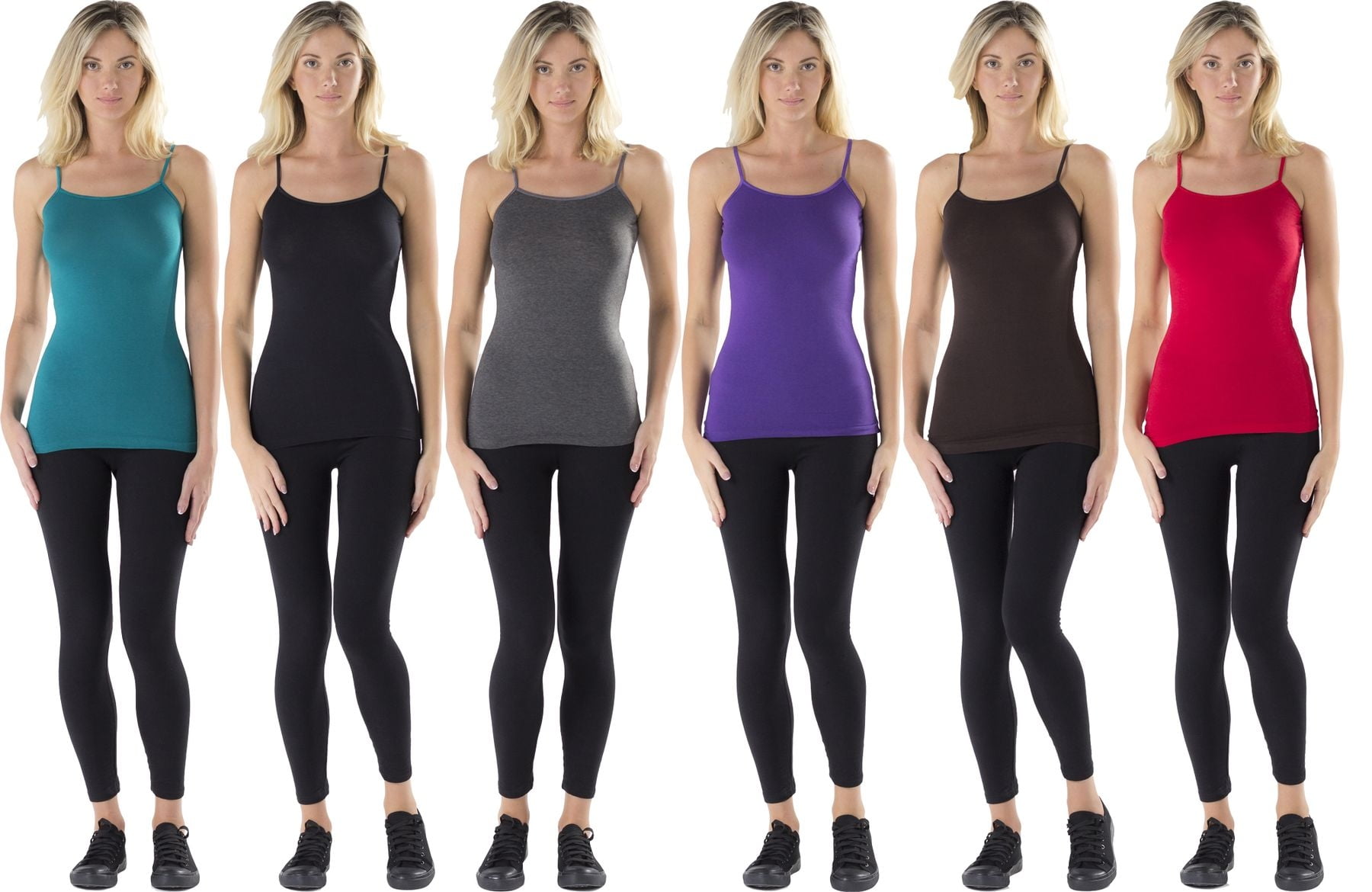 Prestige Edge Prestige Edge 6 Pack of Womens Basic Camisoles