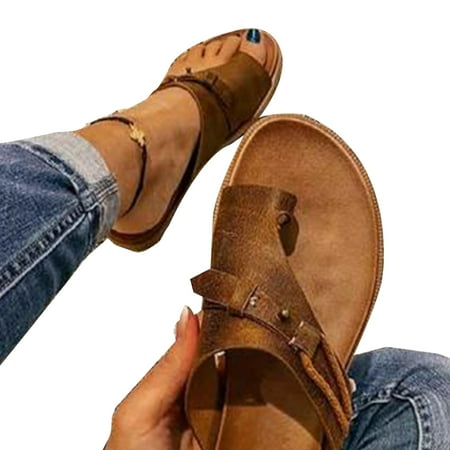 

Carina Sandals for Women Orthotic Sandal Correction Leather Open Toe Slippers Flat Heel Flip Flops Summer Casual Beach