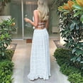 thumbnail image 3 of Two Piece Maxi Skirt Sets for Women Summer Backless Halter Beach Top Long Skirt Going Out Set  Blue XXL, 3 of 5
