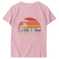 thumbnail image 5 of WREESH Womens Fashion T-Shirts Spring Summer Adult Short Sleeve Round Neck Printing Casual Blouse T-Shirt Tops Shirt Pullover Pink, 5 of 5