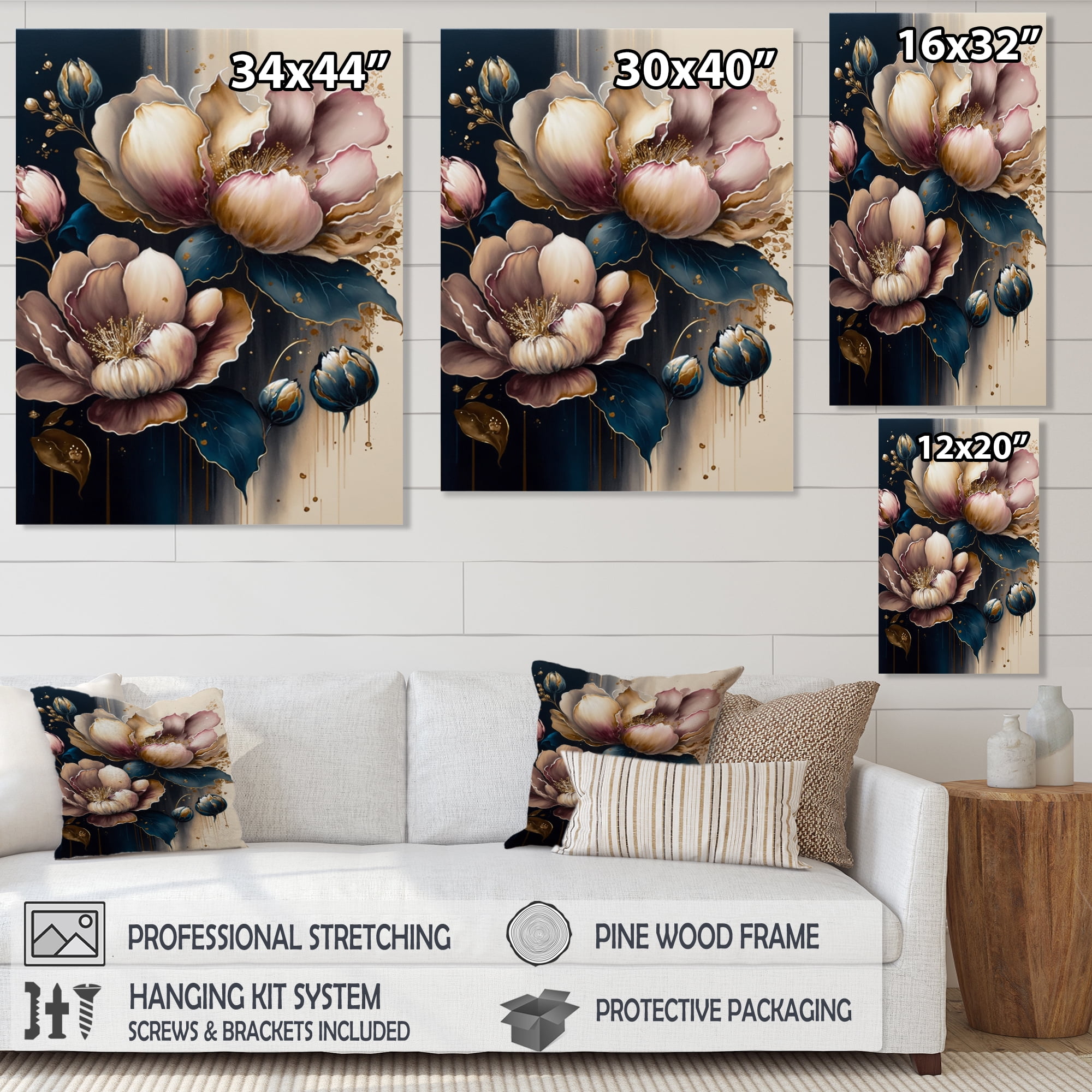Designart Pink And Dark Purple Tulips III Canvas Wall Art
